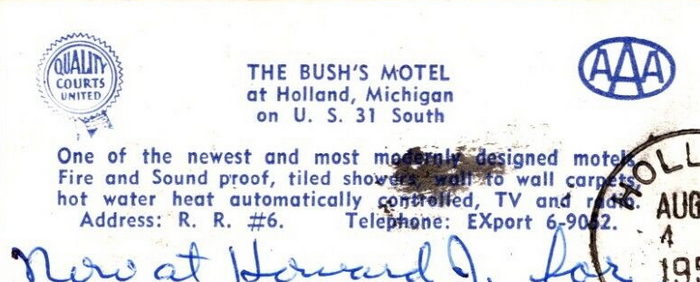 Bushs Motel - Vintage Postcard